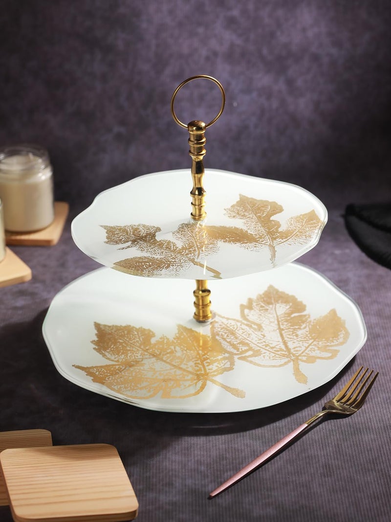 Trovea's Two Tier White & Gold Cake Stand - Image 2