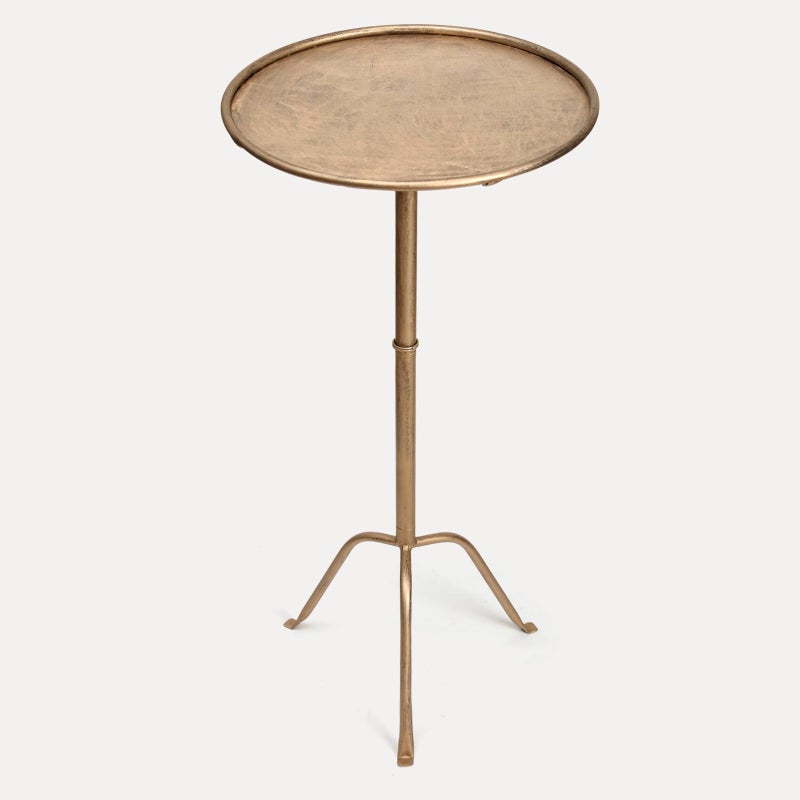 SUJUN Metal Martini Side Table, Antique Brass â€“ Compact Art Deco Design, Raised Edge, Easy Assembly, 12.5" Diameter, 27.5" Height, Stylish and Functional Cocktail Table - Image 1