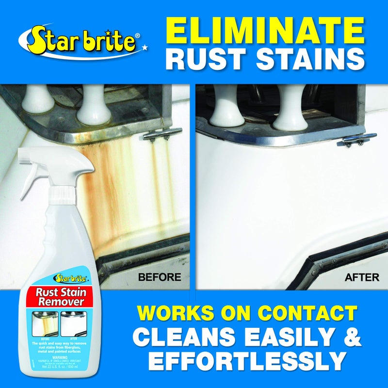 Star Brite سبراي ستار برايت لإزالة بقع الصدأ - يذوب على الفور بقع التآكل على الألياف الزجاجية، الفينيل، القماش، المعدن والأسطح المطلية - كما يزيل بقع الرشاشات - 22 أونصة (089222P) - Image 4