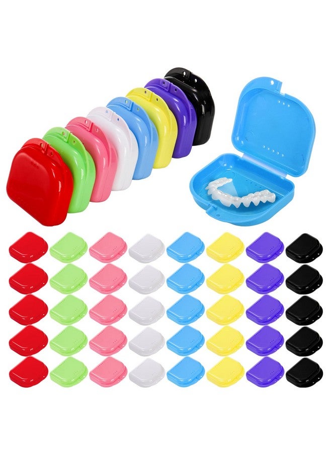 ZENFUN 40 Packs Retainer Case, Mouth Guard Case Denture Case Bulk, Slim Aligner Case with Vent Holes, Assorted Denture Storage Container for Night Guards, Individually Sealed - Image 1