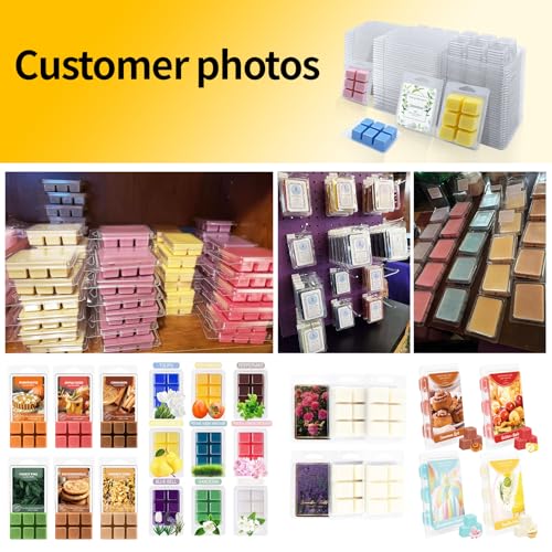 MGLIFEUL Wax Melt Container Clamshell Packaging Mold Box Stand for Plastic Clear Empty Wax Candle Melt Tart Packaging Cube Container Clamshell Mold Holder Organizer Tray Empty Shape Bulk wth Lid - Image 5