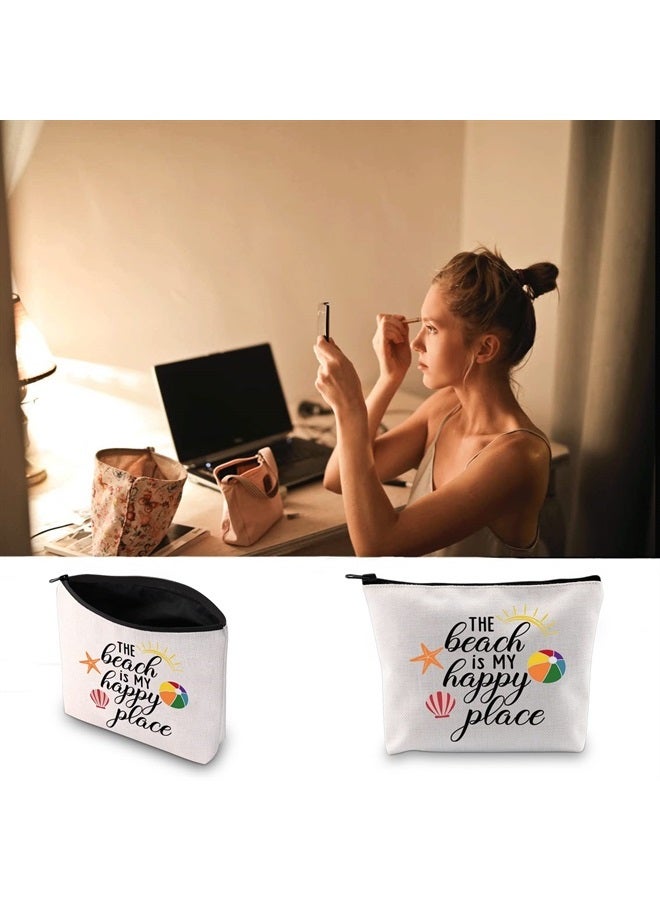 JXGZSO Funny Beach Zipper Pouch Bag The Beach is My Happy Place Cosmetic Bag Summer Beach Gift (Happy Place BAG) - Image 4