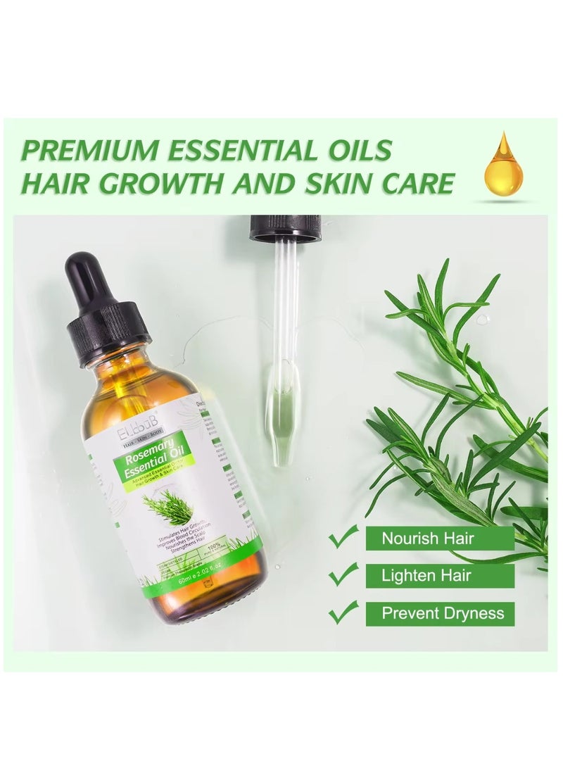 ELBBUB 60ml Rosemary Essential Oil for Hair Growth Pure Organic Rosemary Oil for Dry Damaged Hair and Growth Hair Scalp Oil Pure and Natural Premium Quality Oil Hair Loss Treatment Oil for Men and Women - Image 3
