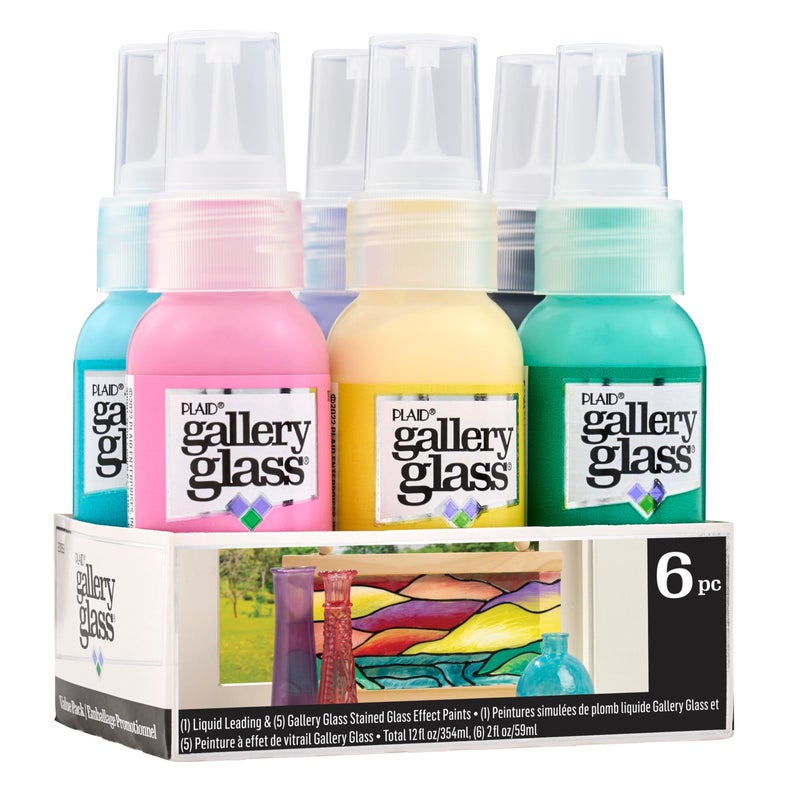Gallery Glass Pastel Stained Glass Paint Kit, 6 Piece Set Perfect for DIY Arts and Crafts Projects, 20053 - Image 1