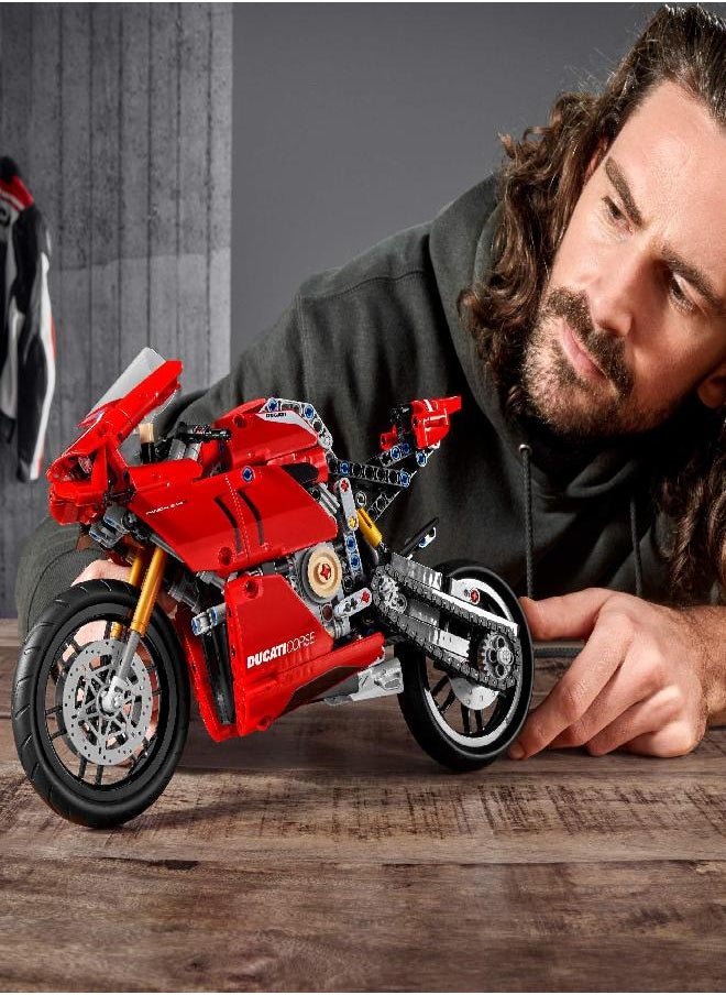 LEGO - LEGO Technic Ducati Panigale V4 R Motorcycle 42107, Collectible Superbike Display Model Building Kit with Gearbox and Working Suspension, Fun for Dad - Image 1