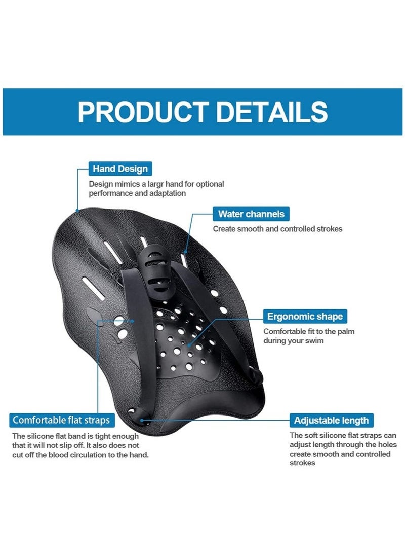 Beauenty 1 Pair Swim Paddles for Hand, Swimming Training Hand Paddles with Adjustable Straps, Swim Diving Training Hand Paddle for Men Women Children - Image 4