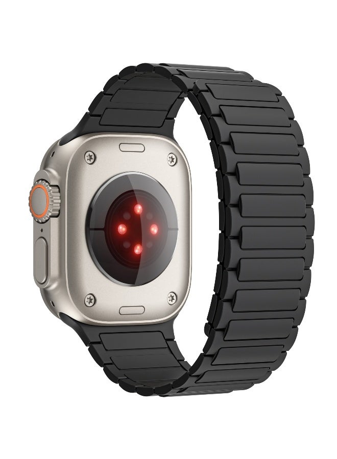 حزام سيليكون مغناطيسي لساعة أبل واتش ألترا وألترا2/ 9 8 7 6 5 4 3 2 1 SE، حزام سيليكون ناعم مقاوم للماء، سوار معصم متوافق مع ساعة أبل واتش سيريس ألترا 49 مم 45 مم 44 مم 42 مم للنساء والرجال - Image 3