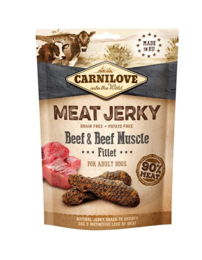 Carnilove Beef & Beef Muscle Fillet Jerky Snack 100g | Natural Dog Treats