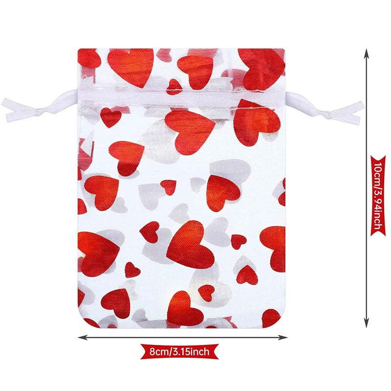 Tirrito 50 Pieces Valentine's Day Candy Bags Heart Wrapping Paper Drawstring Gift Bags for Valentine's Day Party Supplies - Image 3
