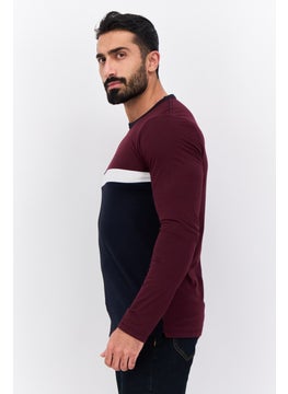 French Connection Men Crew Neck Short Sleeve Colorblock T-Shirt, Maroon  - Image 2