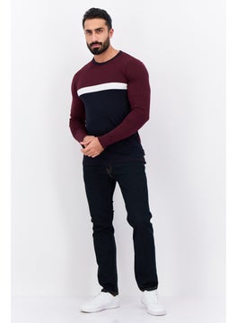 French Connection Men Crew Neck Short Sleeve Colorblock T-Shirt, Maroon  - Image 4