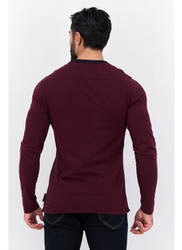 French Connection Men Crew Neck Short Sleeve Colorblock T-Shirt, Maroon  - Image 3