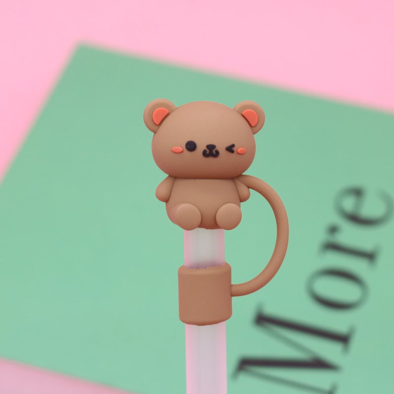 Soft Glue 7 8 10Mm Straw Cap Silicone Cute Cartoon Doll Straw Plug Pvc Stereo Dustproof Straw Cap - Image 1