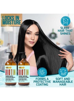 Pure Nature Lux Spa Biotin Shampoo and Conditioner Set - Volume Boosting Formula for Men and Women to Help Thinning Hair - Sulfate and Paraben Free with Thickening Properties - Volumizing Products to Improve Fullness  - Image 4