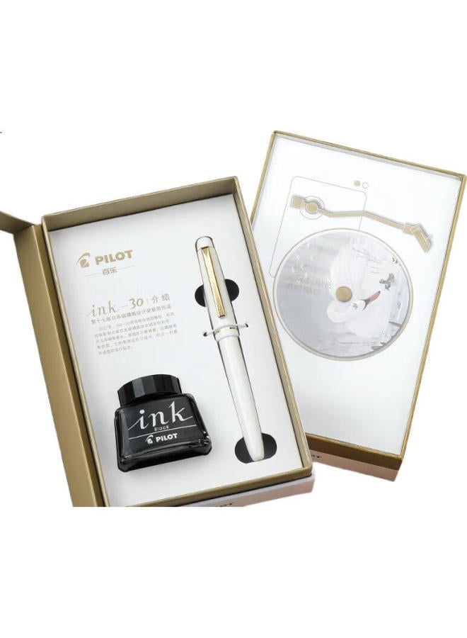 Pilot 78G Student Fountain Pen Gift Set Calligraphy Practice Birthday Gift Signature Pen Business High Value F Nib Ivory White Fountain Pen (With Ink) - Image 1