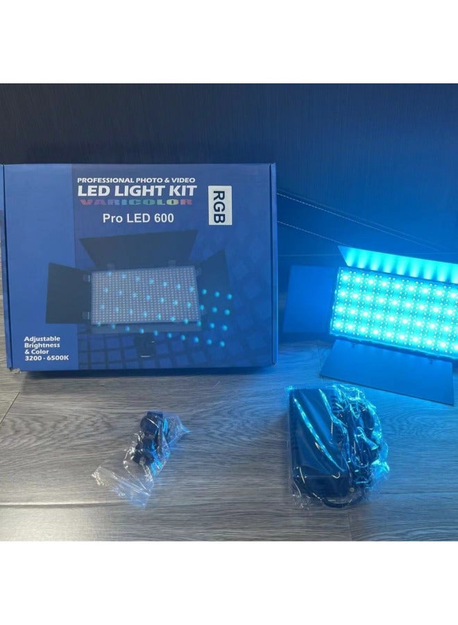LED800 Camera Fill Light RGB Color Live Light U600 Beauty Wedding Shooting Outdoor Flat Lighting Light-Color Of Light Source:2 Sets*e600 High Configuration [three Color Temperatures] + 2 Batteries + 1 Charger + Tripod  - Image 3
