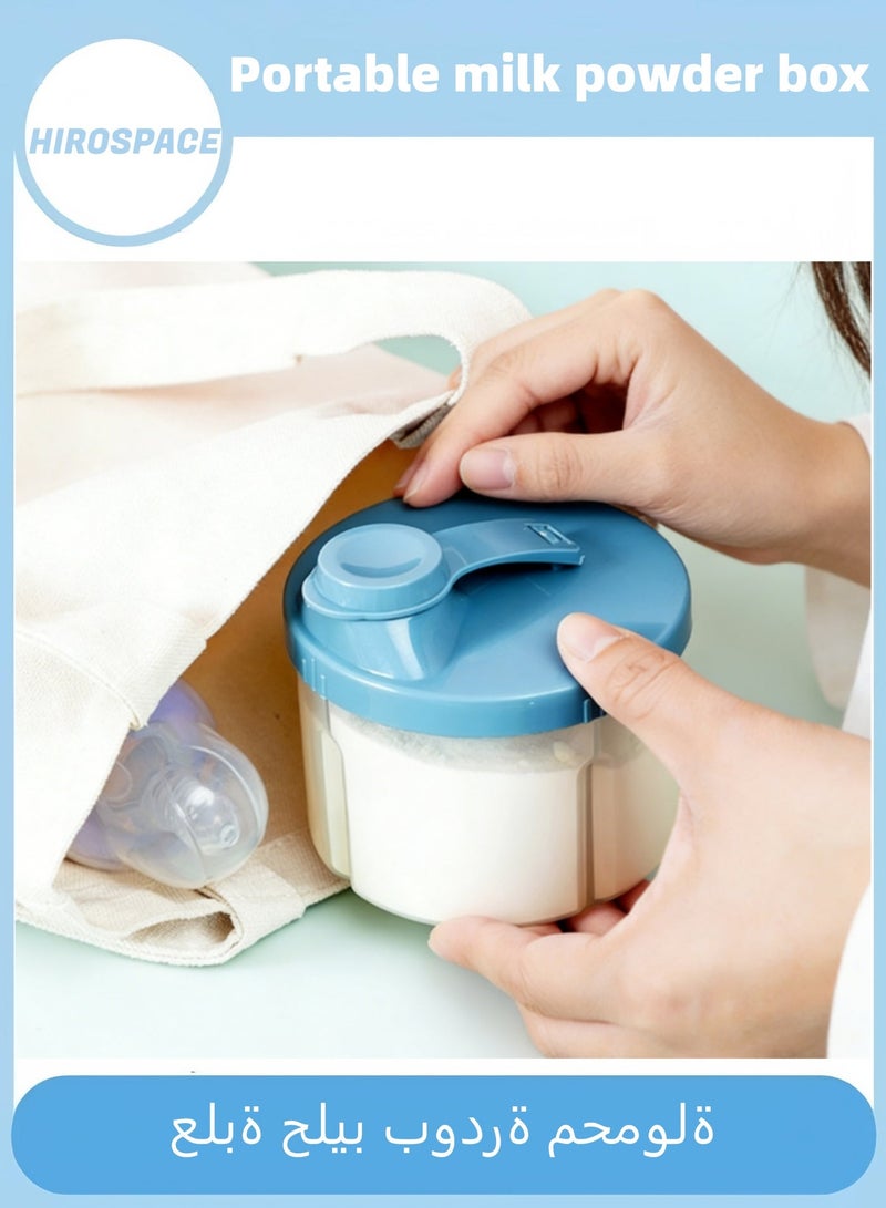 Hirospace 2-Pack Baby Formula Dispenser, 200ml Portable 4 Compartment Milk Powder Container with Funnel Spout - Stackable Storage Box for Travel, Night Feeding & Home Use (Blue) - Image 1