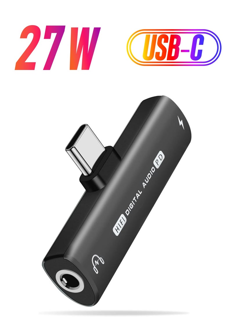 Azddur Galaxy S23 Headphone Adapter, 2 in 1 USB C to 3.5mm Headphone Jack HiFi DAC with 27W Fast Charging Dongle Adapter Compatible with Galaxy S23 Ultra/S22/S21/A53/Note 20, Pixel 7/7Pro/6/6Pro/5/4 - Image 1