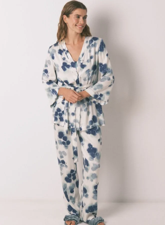 women'secret Green Floral Satin Pyjamas Set