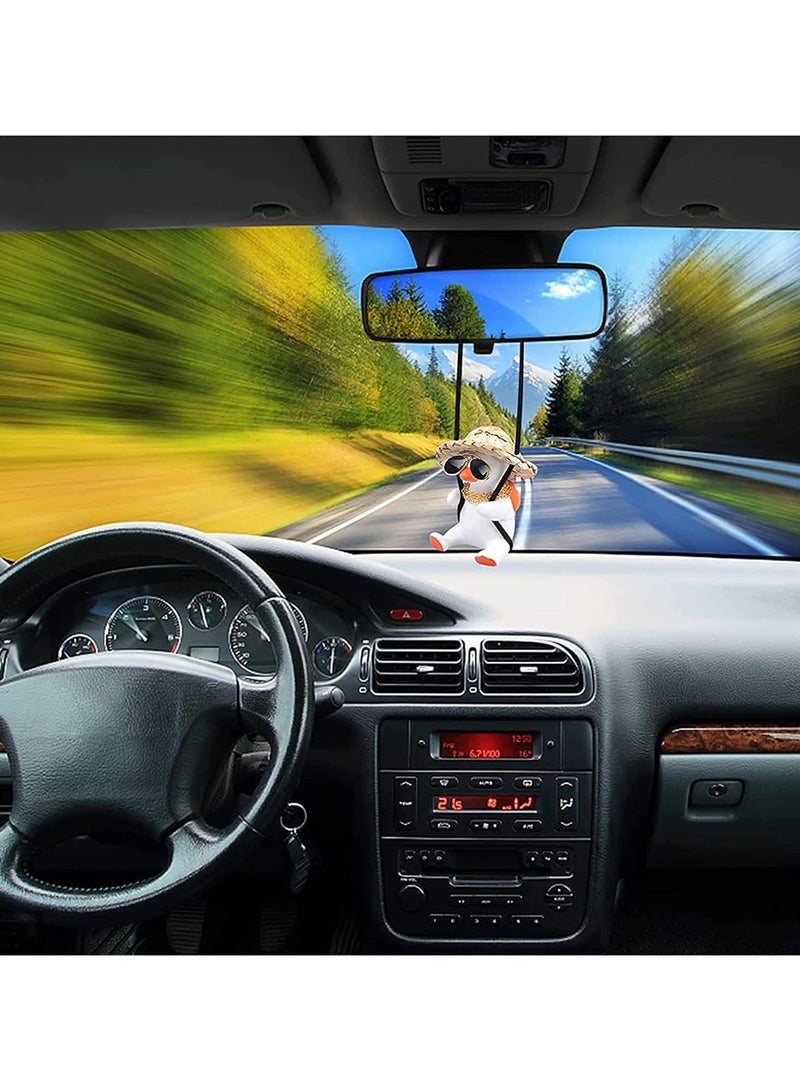 general Swing Duck Car Pendant, Cute Car Accessories Creative Duck, Car Mirror Pendant Car Decoration, Straw Hat Book Bag Style Duck Ornament - Image 3