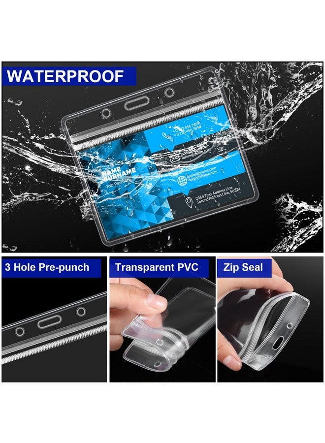 Marspark 100 Sets Clear Name Tags With Lanyard, Lanyards For Id Badges Reusable Lanyard With Id Holder Plastic Name Badges With Lanyards For Adults Kids Business School Church Conference (Blue) - Image 4