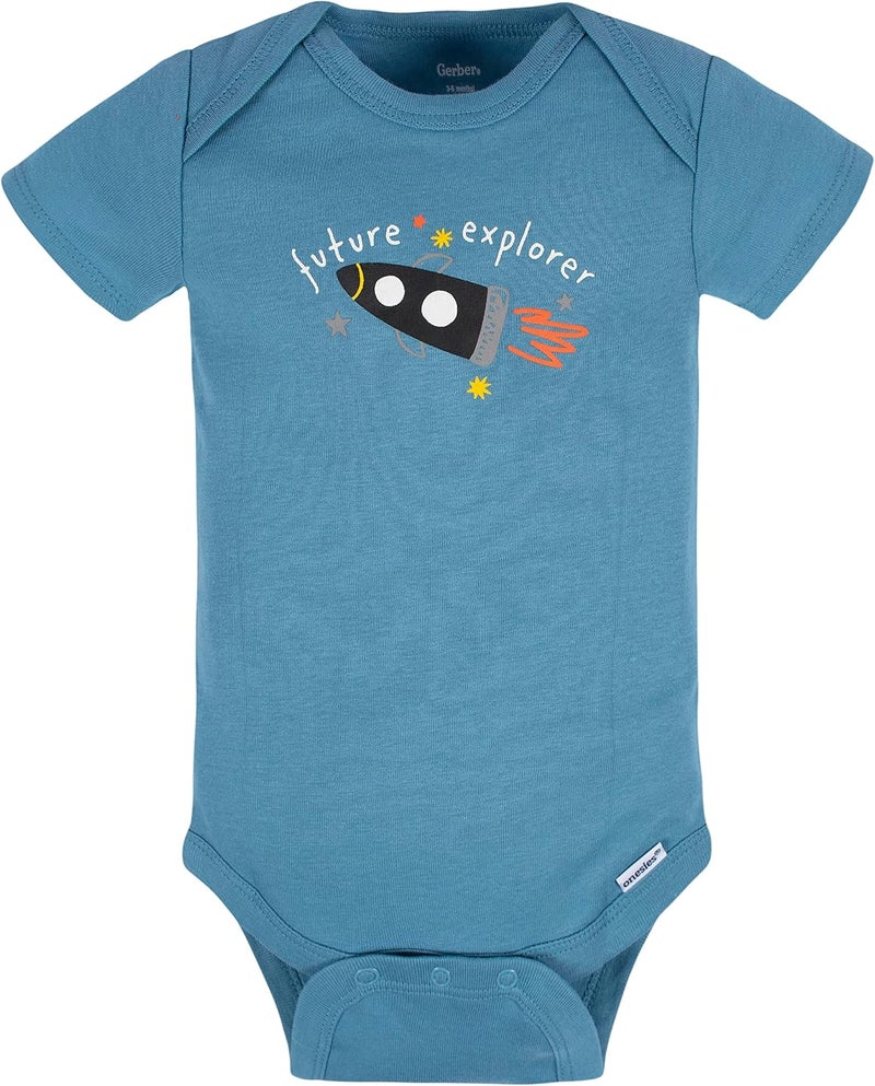 جربر Gerber Baby Boy's 8-Pack Short Sleeve Onesies Bodysuits, Space, Newborn - Image 2