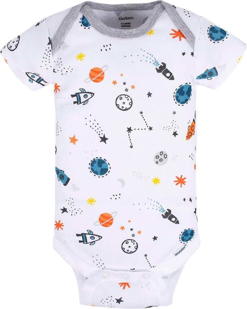 جربر Gerber Baby Boy's 8-Pack Short Sleeve Onesies Bodysuits, Space, Newborn - Image 3