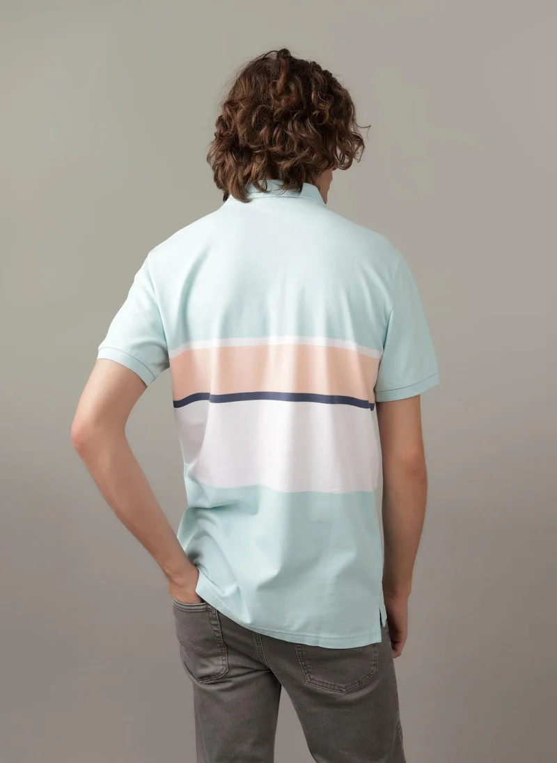 امريكان ايجل Logo Striped Short Sleeve Polo Shirt