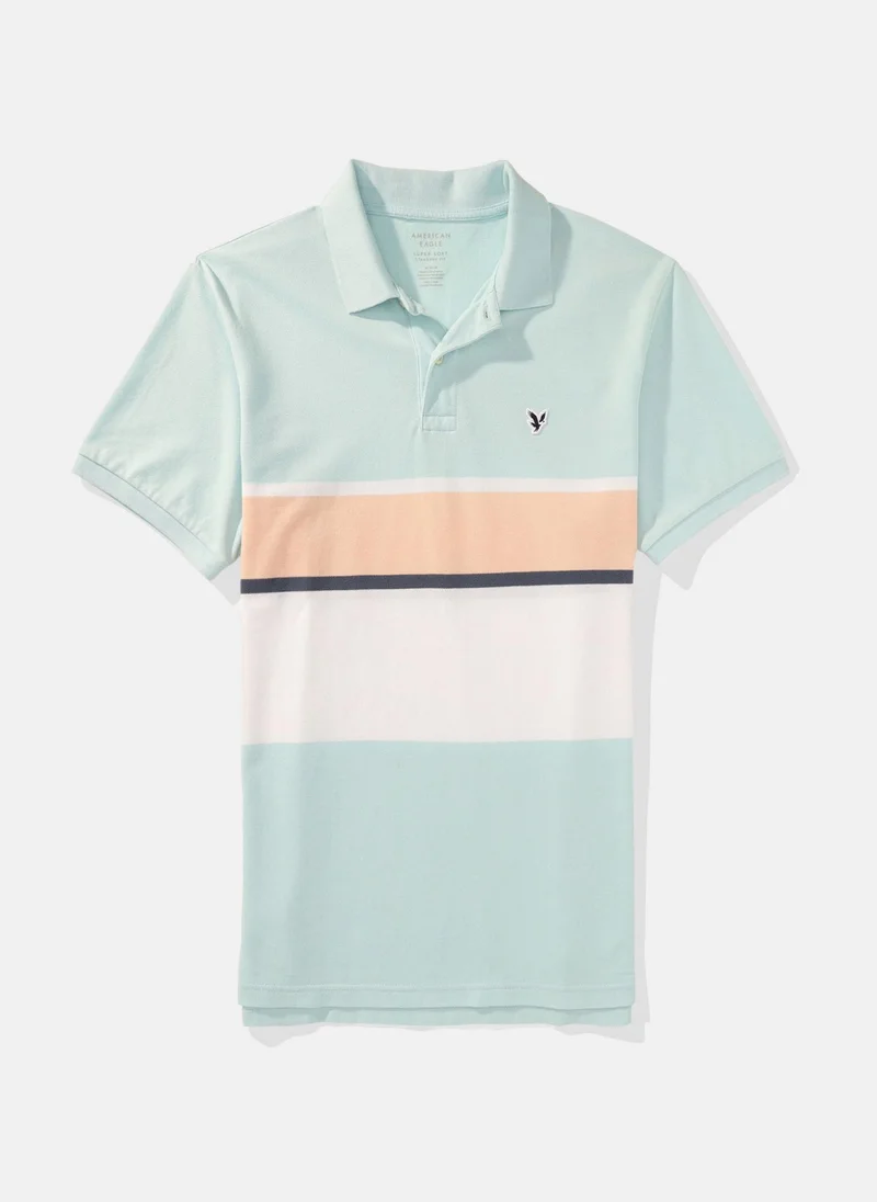 امريكان ايجل Logo Striped Short Sleeve Polo Shirt