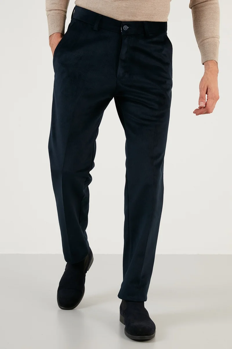 Buratti Normal Waist Regular Fit Straight Leg Velvet Trousers Men's Velvet Trousers 645MERLIN