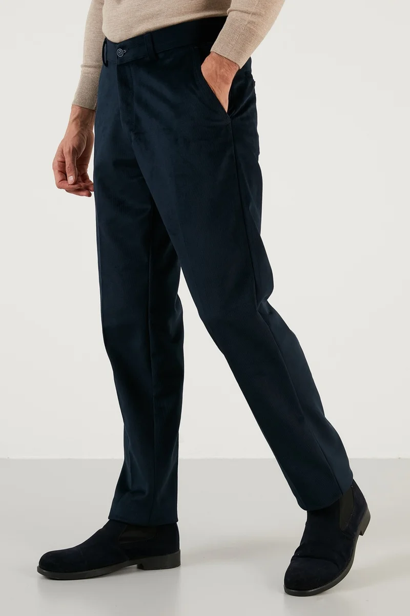 Buratti Normal Waist Regular Fit Straight Leg Velvet Trousers Men's Velvet Trousers 645MERLIN