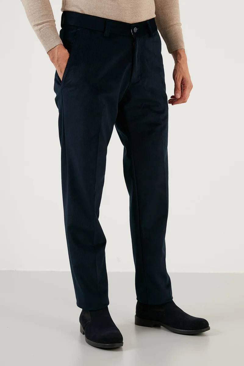 Buratti Normal Waist Regular Fit Straight Leg Velvet Trousers Men's Velvet Trousers 645MERLIN