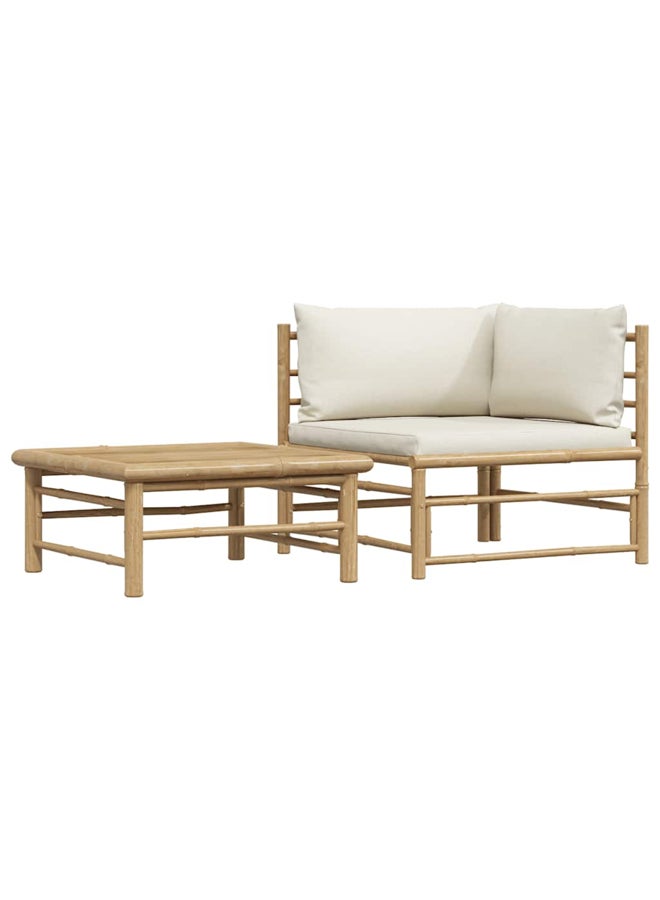 فيداكسل طقم جلسة حديقة 2 قطع مع وسائد بيضاء كريمية خيزران 313144 - Image 1