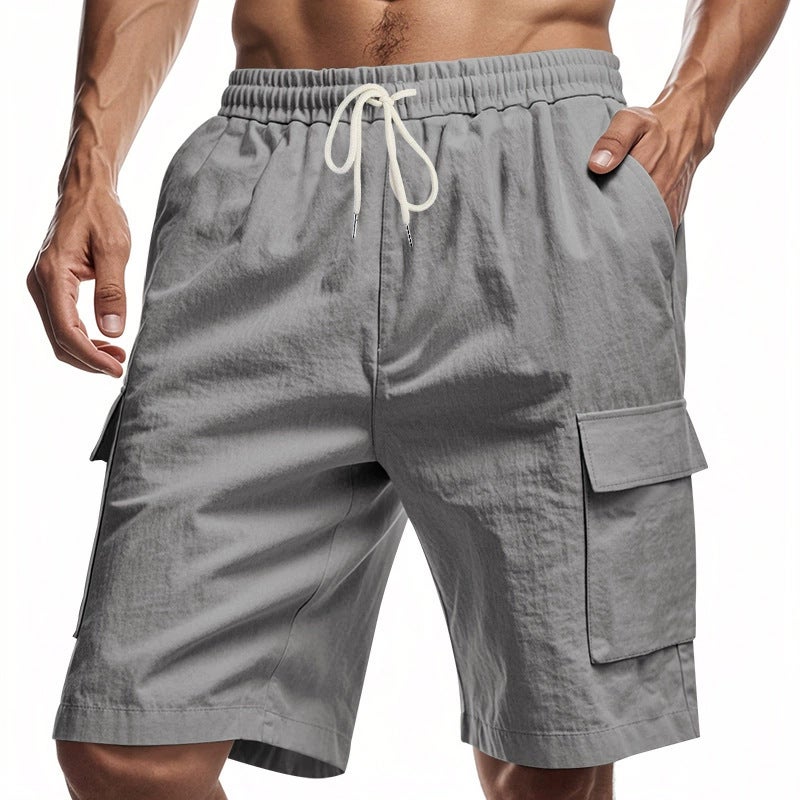2025 Summer Men'S Lightweight Breathable Linen Loose Workwear Multi-Pocket Casual New Shorts - Image 5
