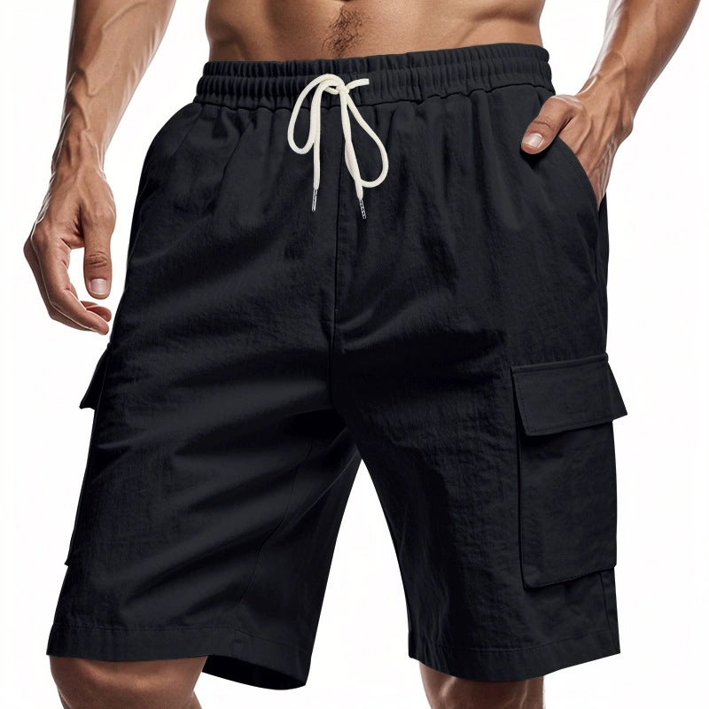 2025 Summer Men'S Lightweight Breathable Linen Loose Workwear Multi-Pocket Casual New Shorts - Image 4