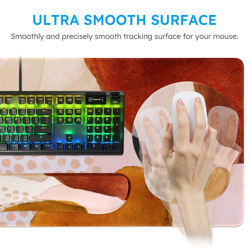 iCasso Desk Mat, Gaming Mouse Pad Wrist Support Set,4in1 XXL Large Mousepad + Keyboard Wrist Rest+Mouse Wrist Rest+Coaster Set with Ergonomic Design for Home Office Table Computer-Color Block - Image 4