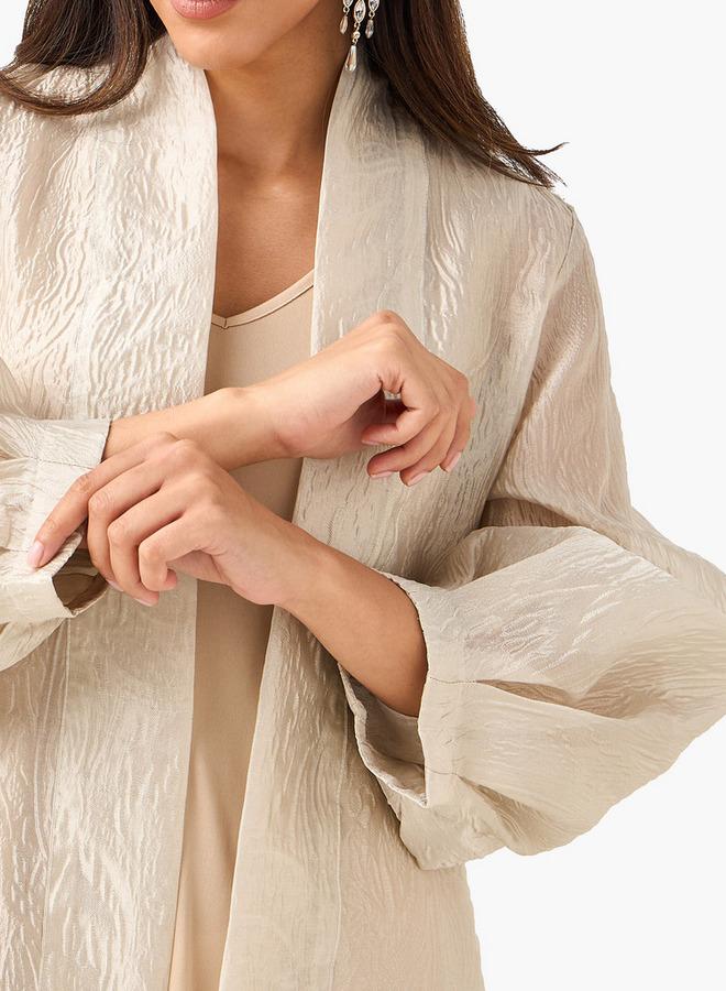 Iconic Longline Textured Open Front Kimono Shrug - Image 3