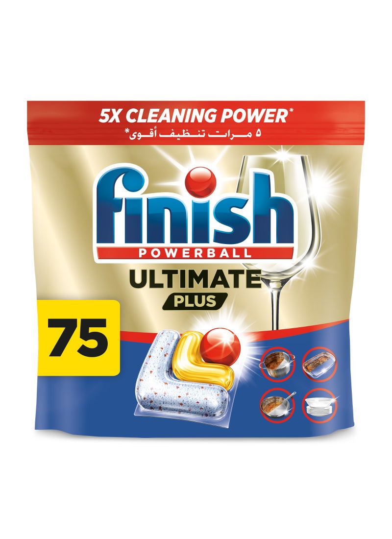 Finish Ultimate Plus Dishwasher Tablets, Lemon Scent, 3x More Cleaning Power, 75 Tabs - Image 1