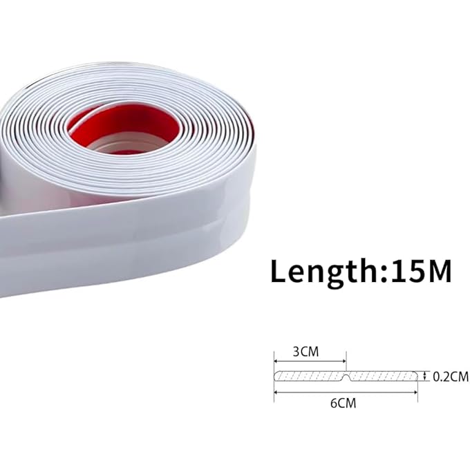 15M PVC INSIDE OUTSIDE CORNER TRIM SELF-ADHESIVE VINYL MOULDING FOR TILE AND WALL FURNITURE EDGES DECORATION,PEEL AND STICK EXTERNAL EXTERIOR CORNER STRIP,6CM - Image 3