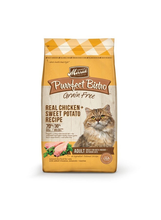 Merrick Purrfect Bistro Grain Free Natural Dry Cat Food For Adult Cats, Real Chicken And Sweet Potato Recipe - 4 lb. Bag - Image 1