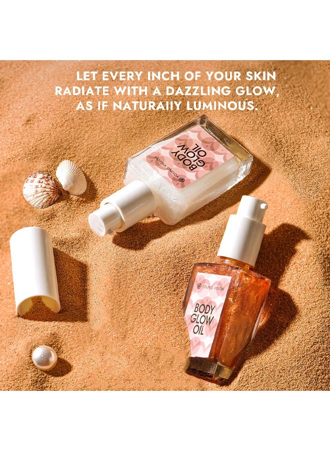YOUNG VISION Body Glow Oil, Shimmer Body Oil, Long Lasting Moisturizing Glow Oil, Body Makeup Shine Glitter Gold Liquid Taning 30ml - Image 5