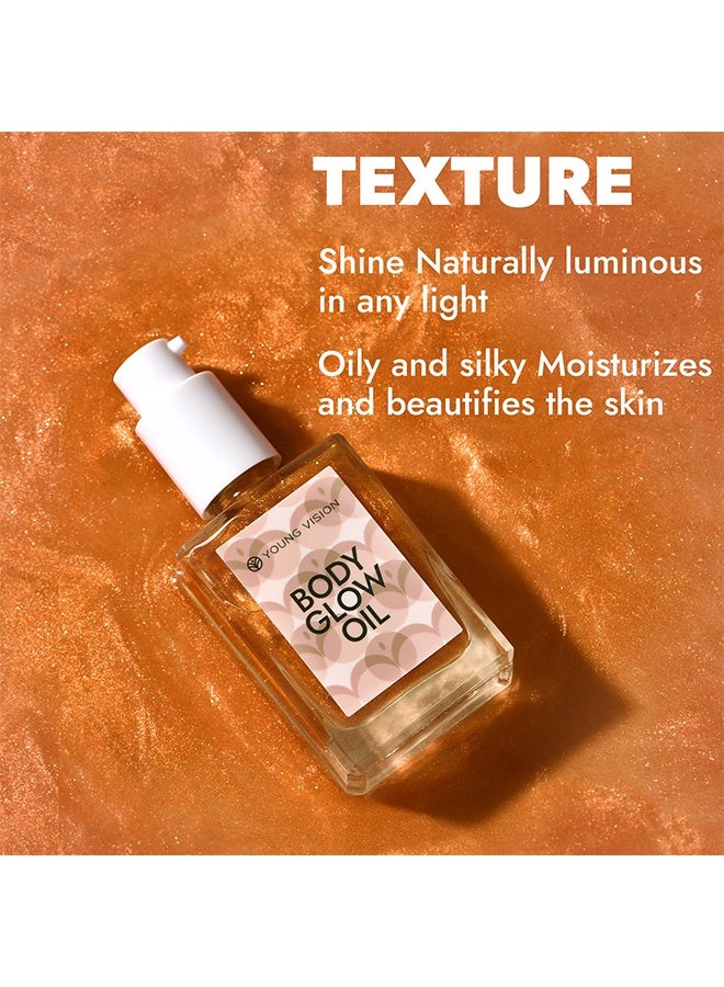 YOUNG VISION Body Glow Oil, Shimmer Body Oil, Long Lasting Moisturizing Glow Oil, Body Makeup Shine Glitter Gold Liquid Taning 30ml - Image 3