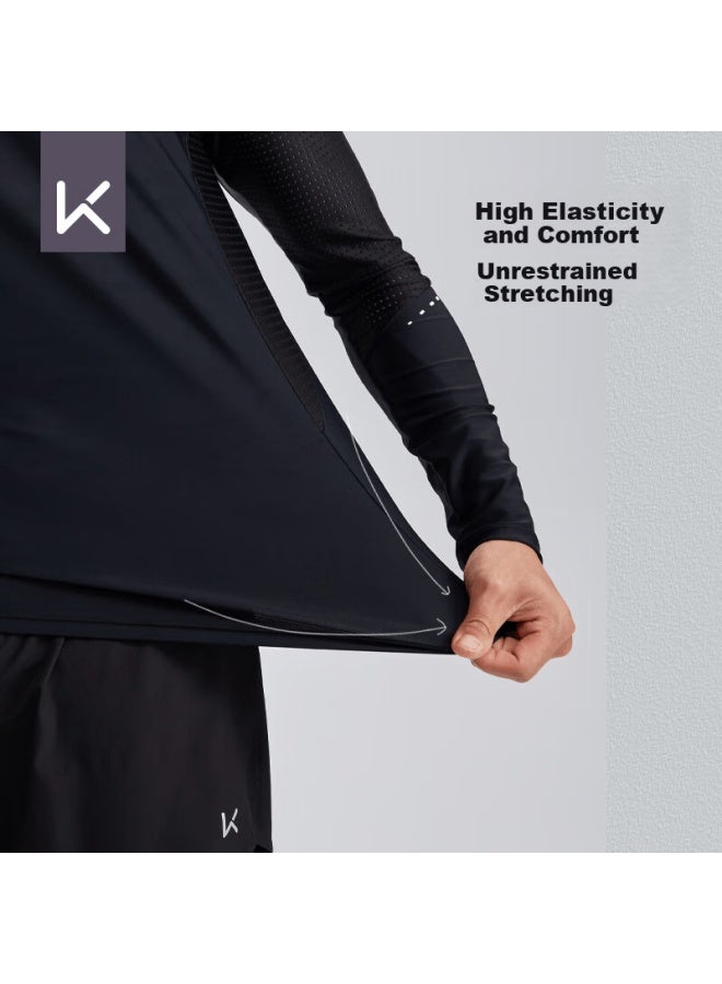 Keep Men's Swimwear Set Double-layer Swim Shorts Sun Protection Anti-embarrassment Professional Swimming Gear Full Black Set Xxl - Image 5