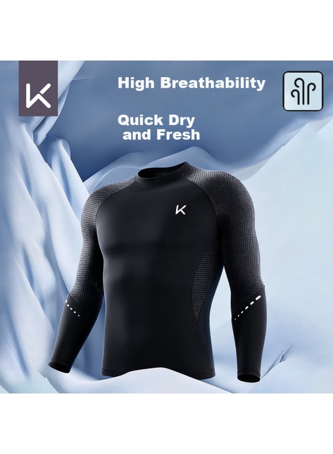 Keep Men's Swimwear Set Double-layer Swim Shorts Sun Protection Anti-embarrassment Professional Swimming Gear Full Black Set Xxl - Image 4