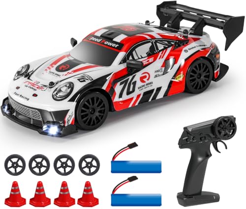 KAIMIO سيارة كايميو 124 للتحكم عن بعد 4WD 24GHz 30KMH سيارة سباق رياضية سريعة مع أضواء LED وعجلات سباق وانجراف 8606 أبيض - Image 1