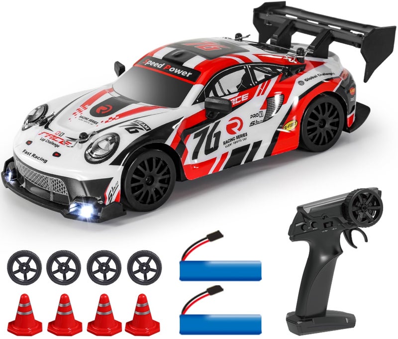 KAIMIO سيارة كايميو 124 للتحكم عن بعد 4WD 24GHz 30KMH سيارة سباق رياضية سريعة مع أضواء LED وعجلات سباق وانجراف 8606 أبيض - Image 3