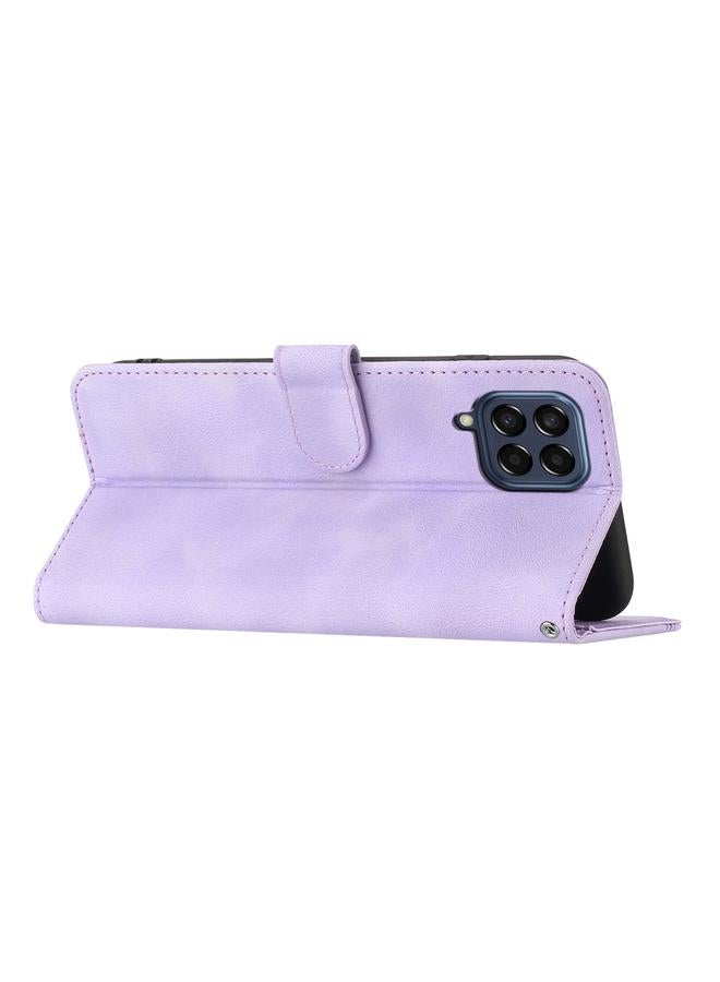 S-TOP Case For Samsung Galaxy M53 5G Heart Pattern Skin Feel Leather Phone Case - Image 3