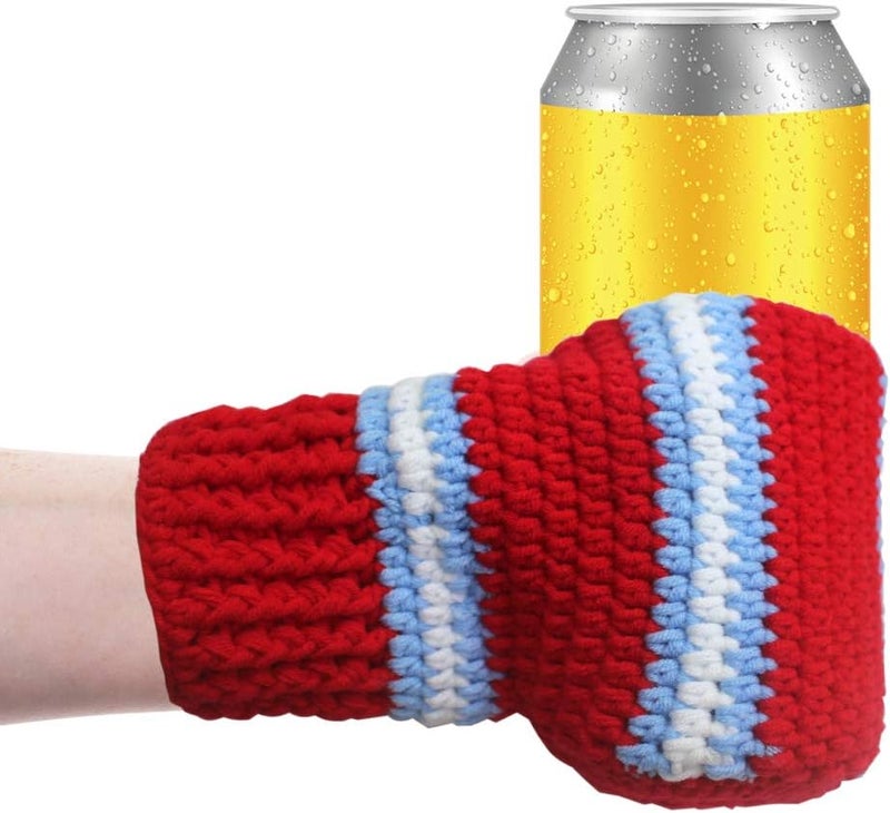FunisFun Beer Mitten Gloves, Knit Stitched Drink Mitt Holder for White Elephant Gag Gift Tailgating Idea - Image 2