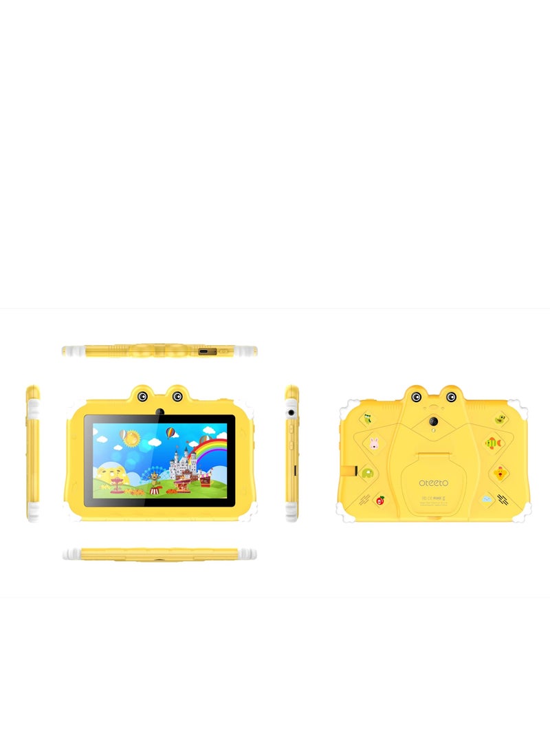 Oteeto Tab 6 Kids Tablet 7 Inch 4GB RAM 128GB ROM 3500mAh Yellow