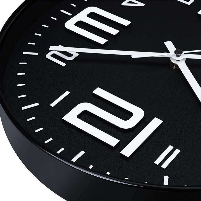TEKCOOL Wall Clock 12" Silent Quartz Decorative Latest Wall Clock Non-Ticking Classic Clock Battery Operated Round Easy To Read For Room/Home/Kitchen/Bedroom/Office/School -Analog, Plastic Black white - Image 4